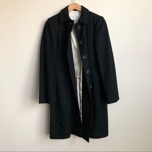 Banana Republic Black Wool Long Coat Satin Lining